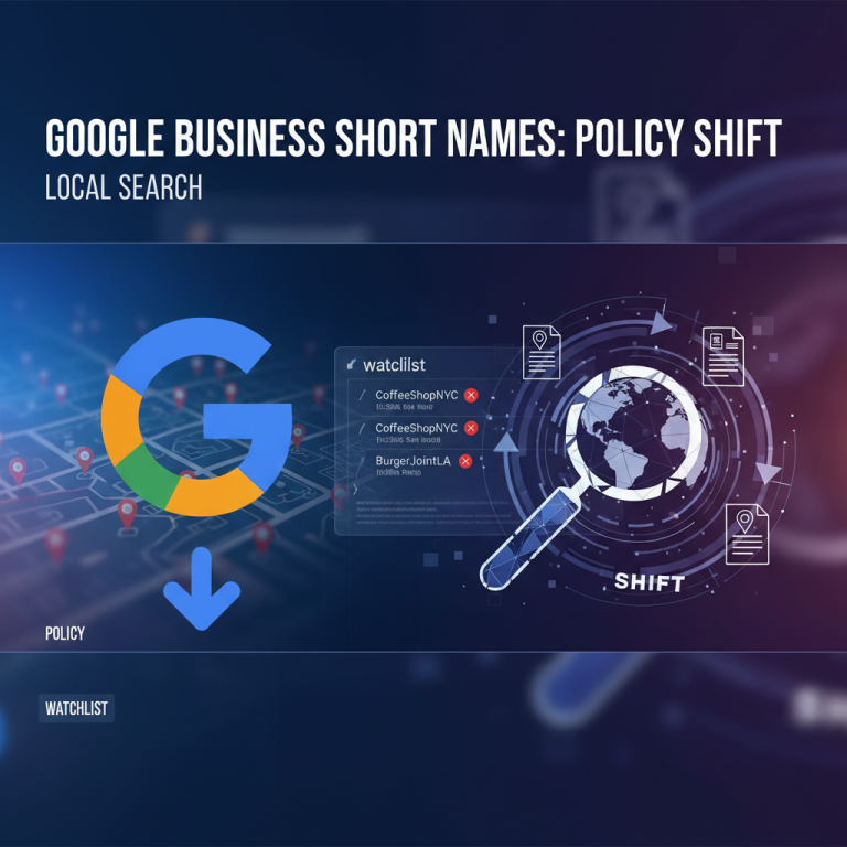 An abstract graphic showing the Google "G" logo, a downward arrow, a magnifying glass over a globe, and a "watchlist" interface, all against a dark, tech-inspired background.