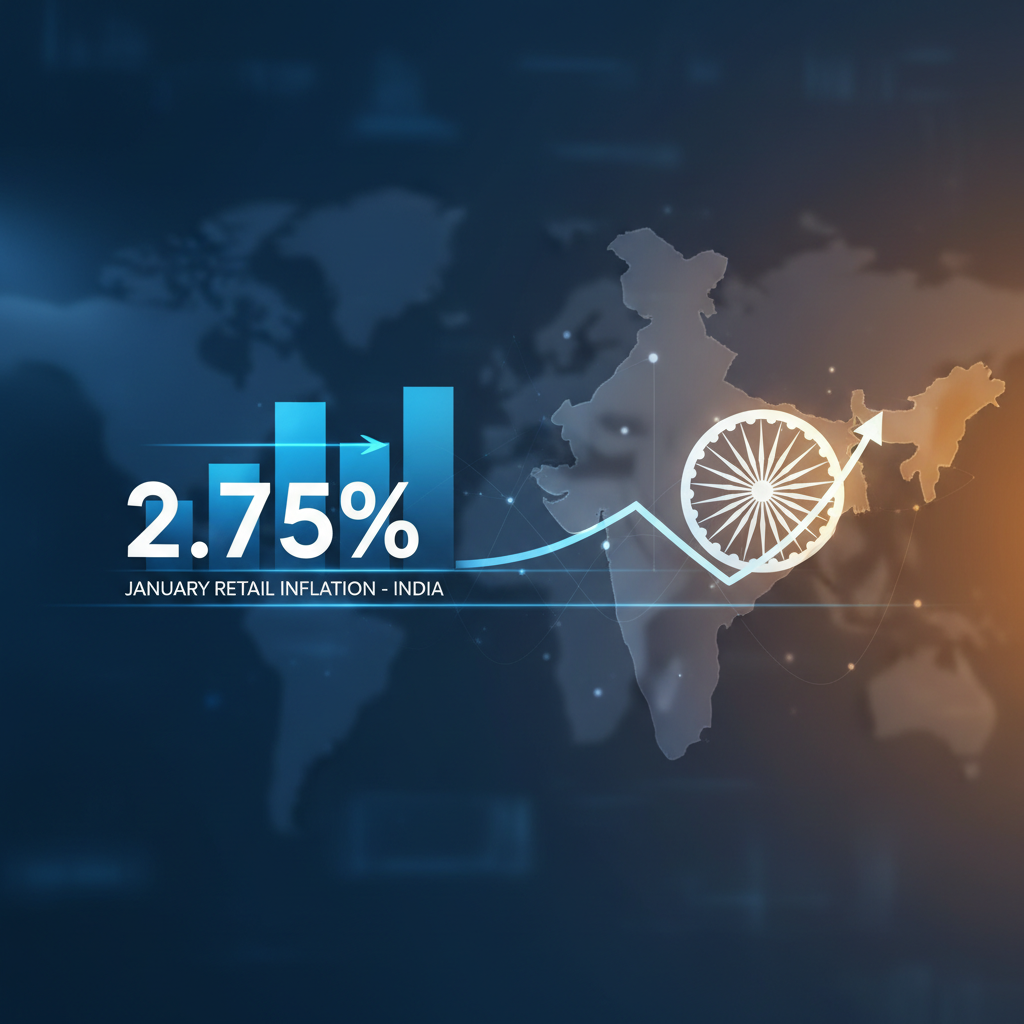 A digital graphic showing the number 2.75% next to a bar chart, with a map of India and an upward trend line.