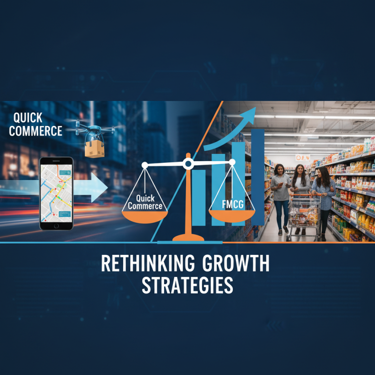 Visualizing the strategic balance and contrasting growth between Quick Commerce and FMCG sectors.