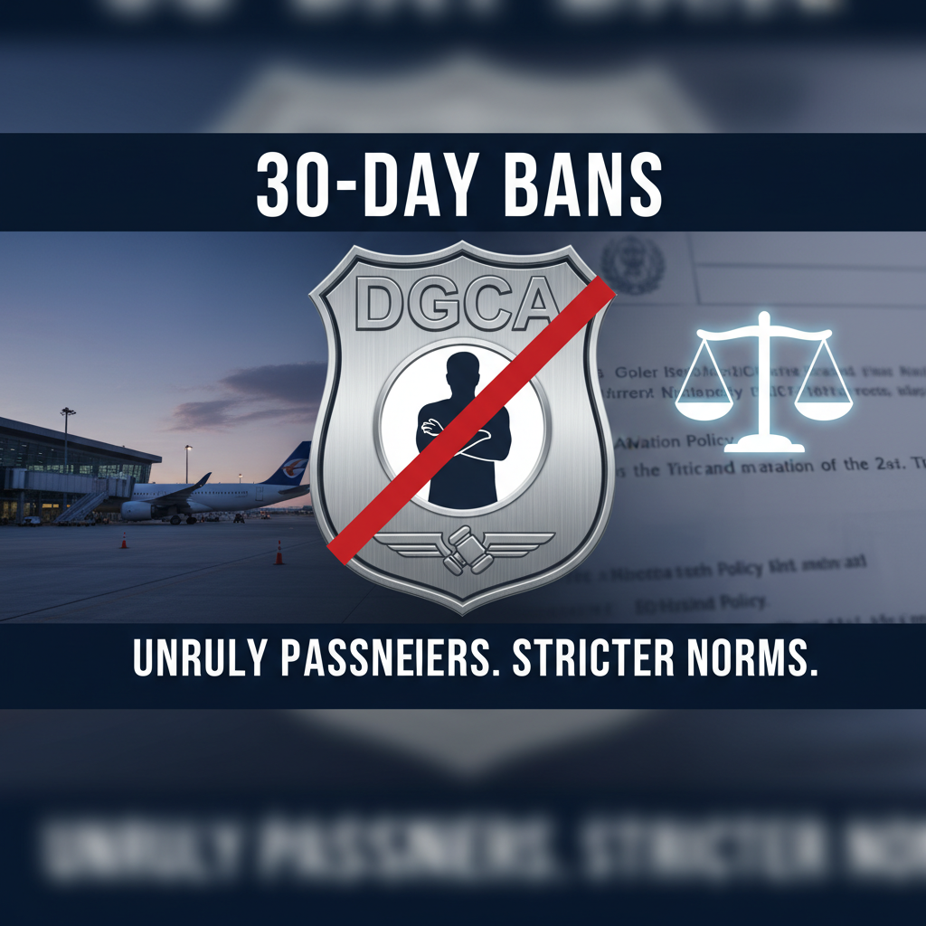 A professional image representing aviation policy with a stylized shield, scales of justice, and an airplane.
