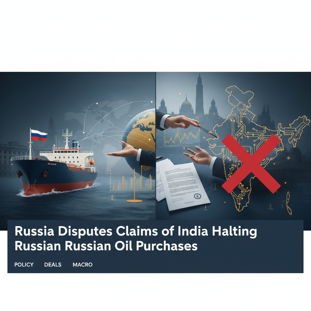 A professional, illustrative image showing a Russian oil tanker, global trade routes, and a map of India with a cross symbol.