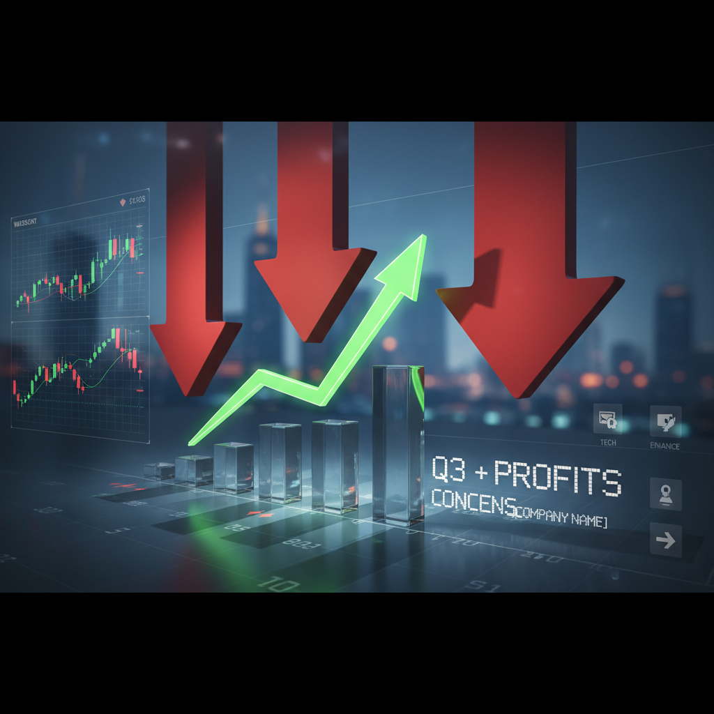 A visual representation of mixed financial performance with an upward green arrow and downward red arrows.