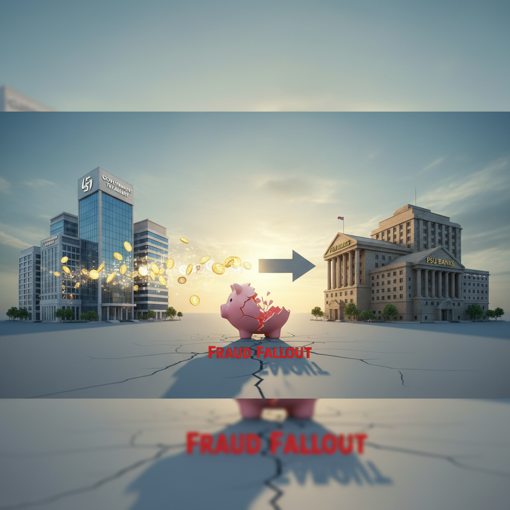 An image showing government funds moving from one bank to another.