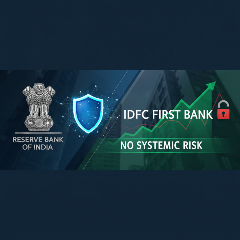 ** Illustration showing the Reserve Bank of India emblem, a shield, a growing financial graph, and a locked padlock.