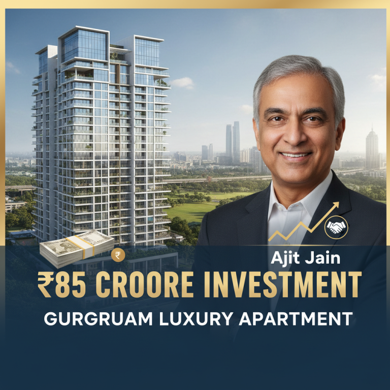 Professional featured image for an article about Ajit Jain's real estate investment in a luxury Gurugram apartment.