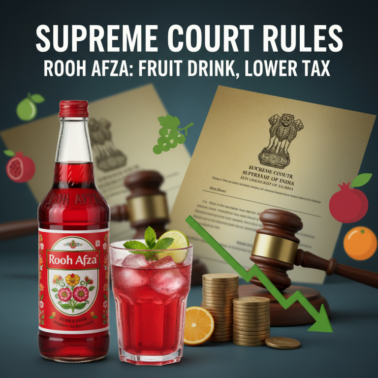 Image symbolizing the Supreme Court's ruling on Rooh Afza, classifying it as a fruit drink for lower tax.