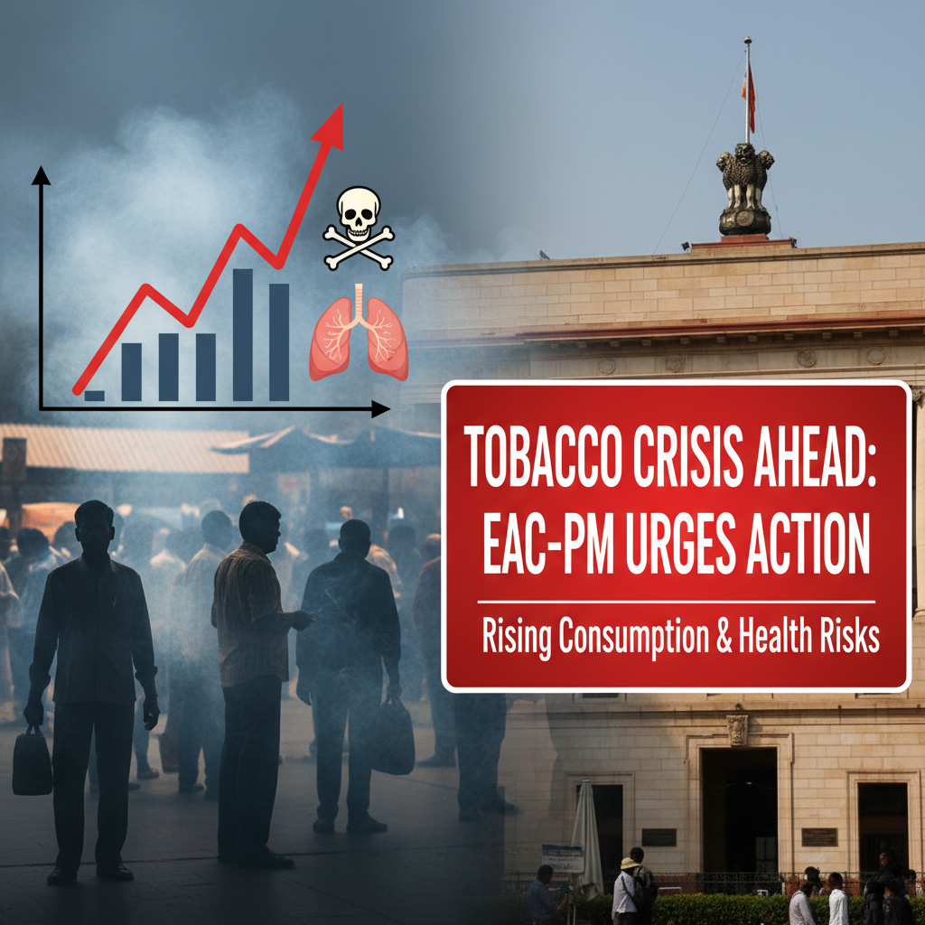 A composite image showing the increasing threat of tobacco consumption and policy response.