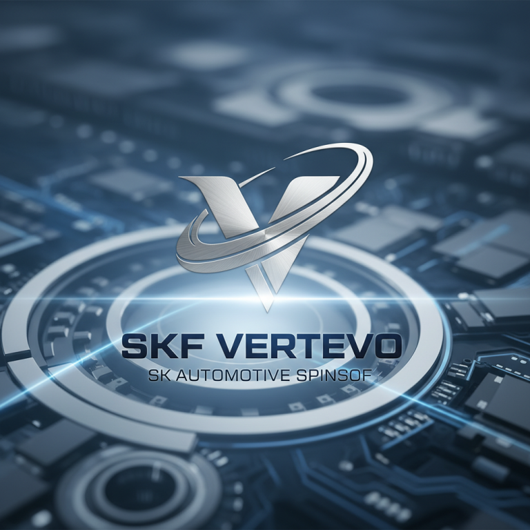 SKF Vertevo logo prominently displayed over a blurred, futuristic circuit board, symbolizing innovation in automotive components.