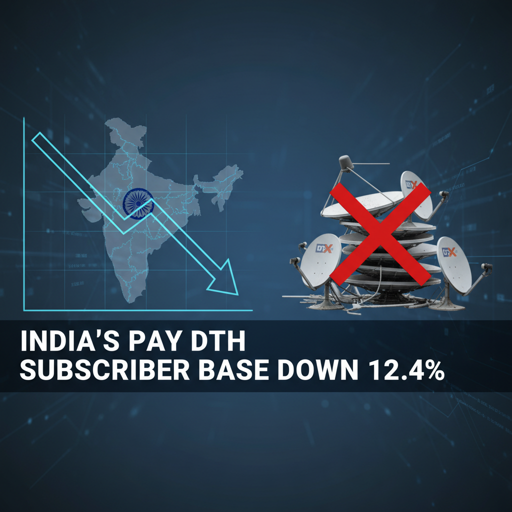 A professional featured image for a news article about India's shrinking Pay DTH sector.