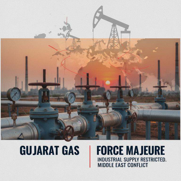 An image representing industrial gas supply issues, showing pipelines, gauges, oil rigs, and a world map.