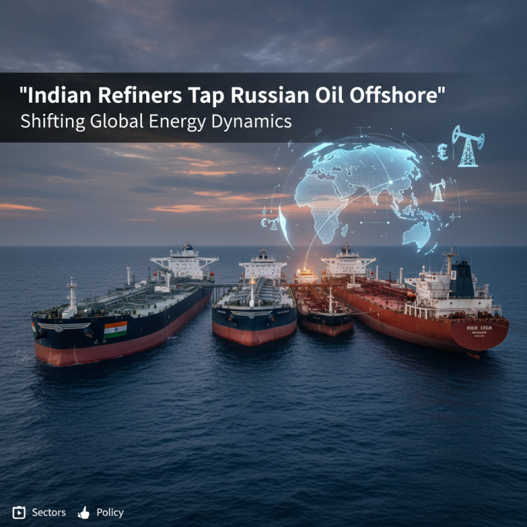Four large oil tankers at sea under a dramatic sky, with a digital globe overlay and energy icons.