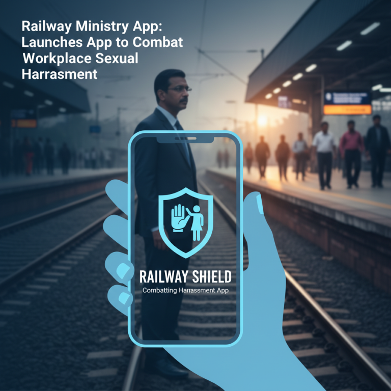 A professional image depicting a smartphone with a protective shield icon, overlaid on a railway platform scene.