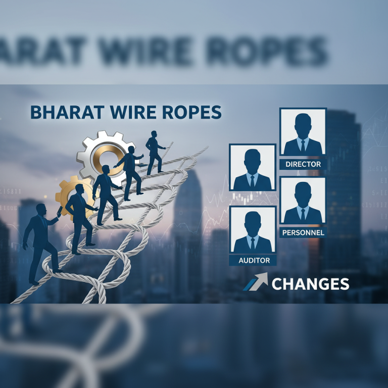 Professional graphic representing executive changes at Bharat Wire Ropes.