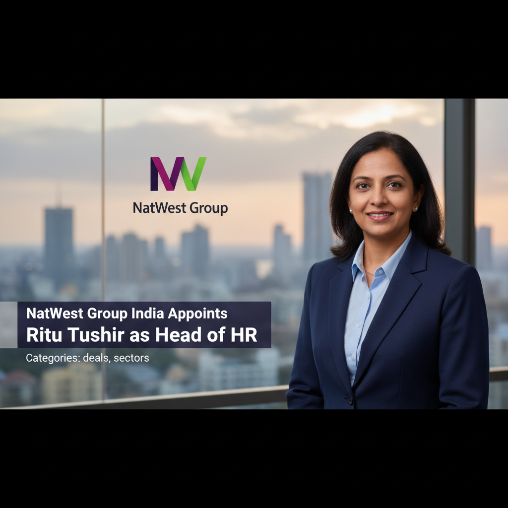 A professional image of Ritu Tushir, a woman in business attire, with the NatWest Group logo and city skyline.