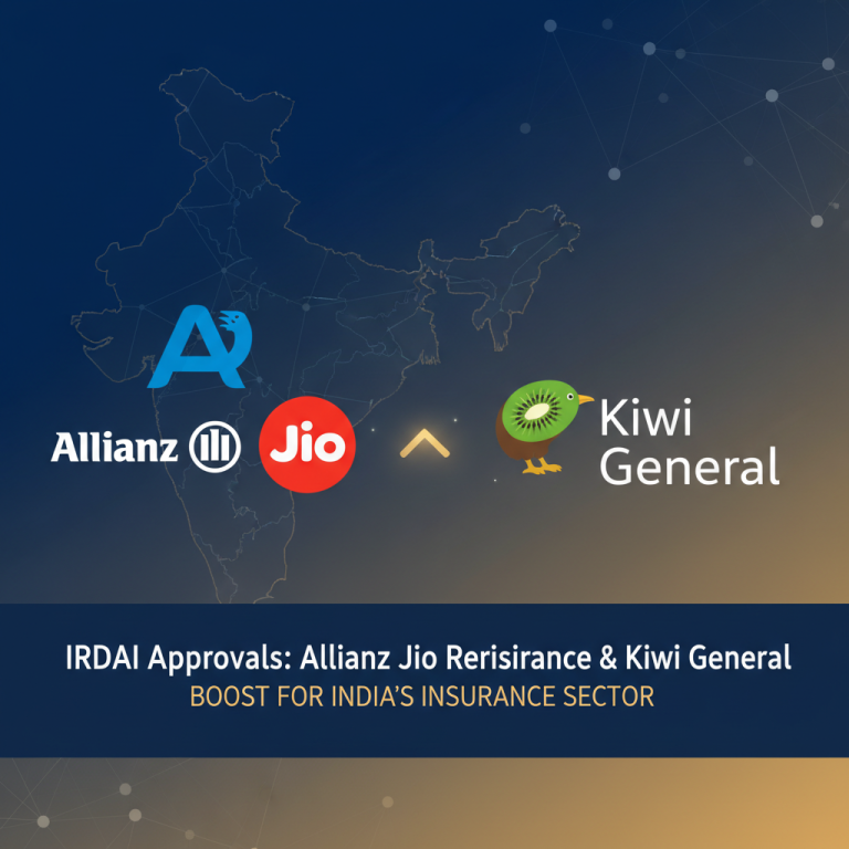 A professional graphic with logos of Allianz, Jio, and Kiwi General, set against a subtle map of India.