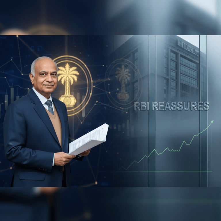 A professional man in a suit holding documents, with a subtle background featuring the RBI logo and banking visuals.