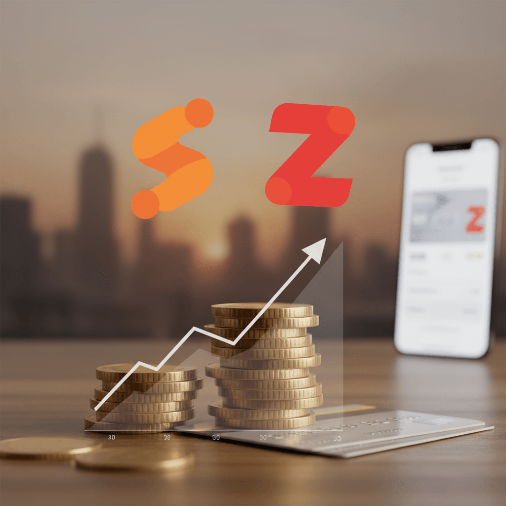 Stacks of coins and an upward arrow symbolizing fee hikes, with subtle brand-like elements and a phone in the background.