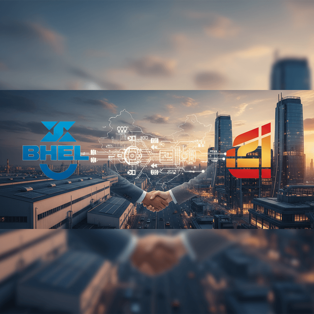 Two hands shaking against a backdrop of a city skyline at sunset, symbolizing policy changes and industrial cooperation.