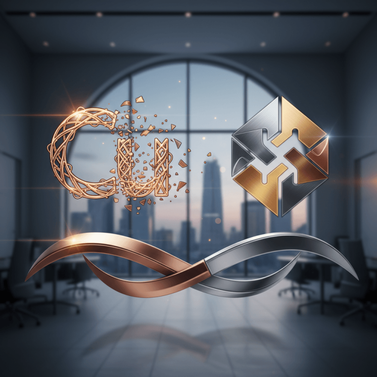 A conceptual image showing the chemical symbol 'Cu' for copper breaking apart and transforming into a more diverse metallic symbol.