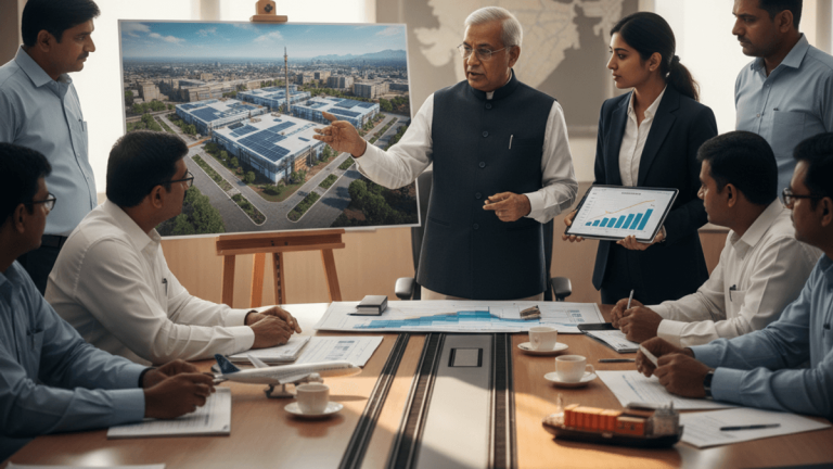 Government officials review plans for new semiconductor facilities and discuss economic strategies for MSMEs and aviation.